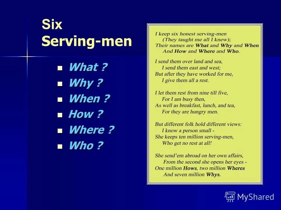 Вопросы what where when how why для детей. What where when who why английский. Стихотворение i have Six honest serving men. What why where when в презентации. Why are перевод на русский