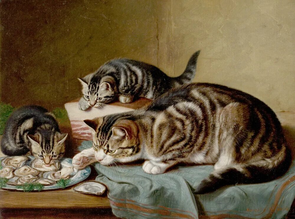 Художник Horatio Henry Couldery. Рассказ по картине кошка с котятами