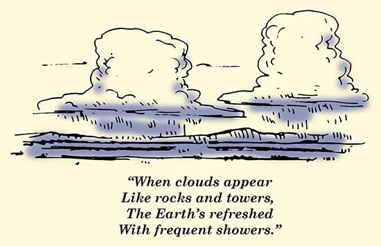 When appear like Rocks and Towers. When clouds appear like Rocks and Towers, the Earth's refreshed by frequent Showers поговорка. When clouds appears like Rocks and Towers. When clouds appear like Rocks and Towers, the Earth's refreshed by frequent Showers перевод пословицы. Appear to like