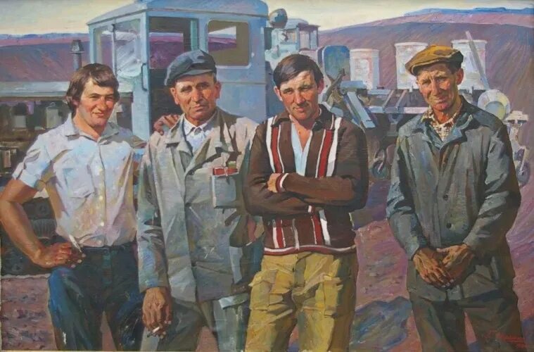 Колхоз дело добровольное м. Механизаторы советская живопись. советская живопись колхоз. картина механизаторы. механизаторы ссср.