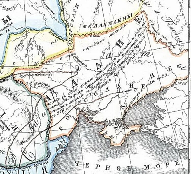 Карта 1822 года. Роксолания на карте. Андрофаги и Скифы. Карта п истории