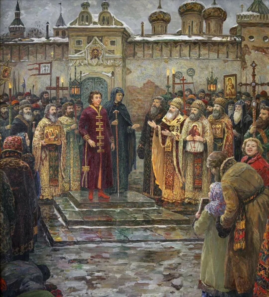 Избрание на земском соборе 1613 г. Земский собор избрание михаила романова. земский собор 1549 картина. избрание на царство михаила федоровича романова. земский собор 1613 картина.