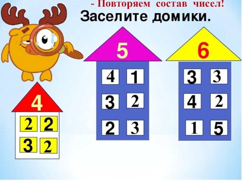 Состав числа 2. Засели домики состав числа. числовой домик 5. домик числа 6. заполни числовые домики.