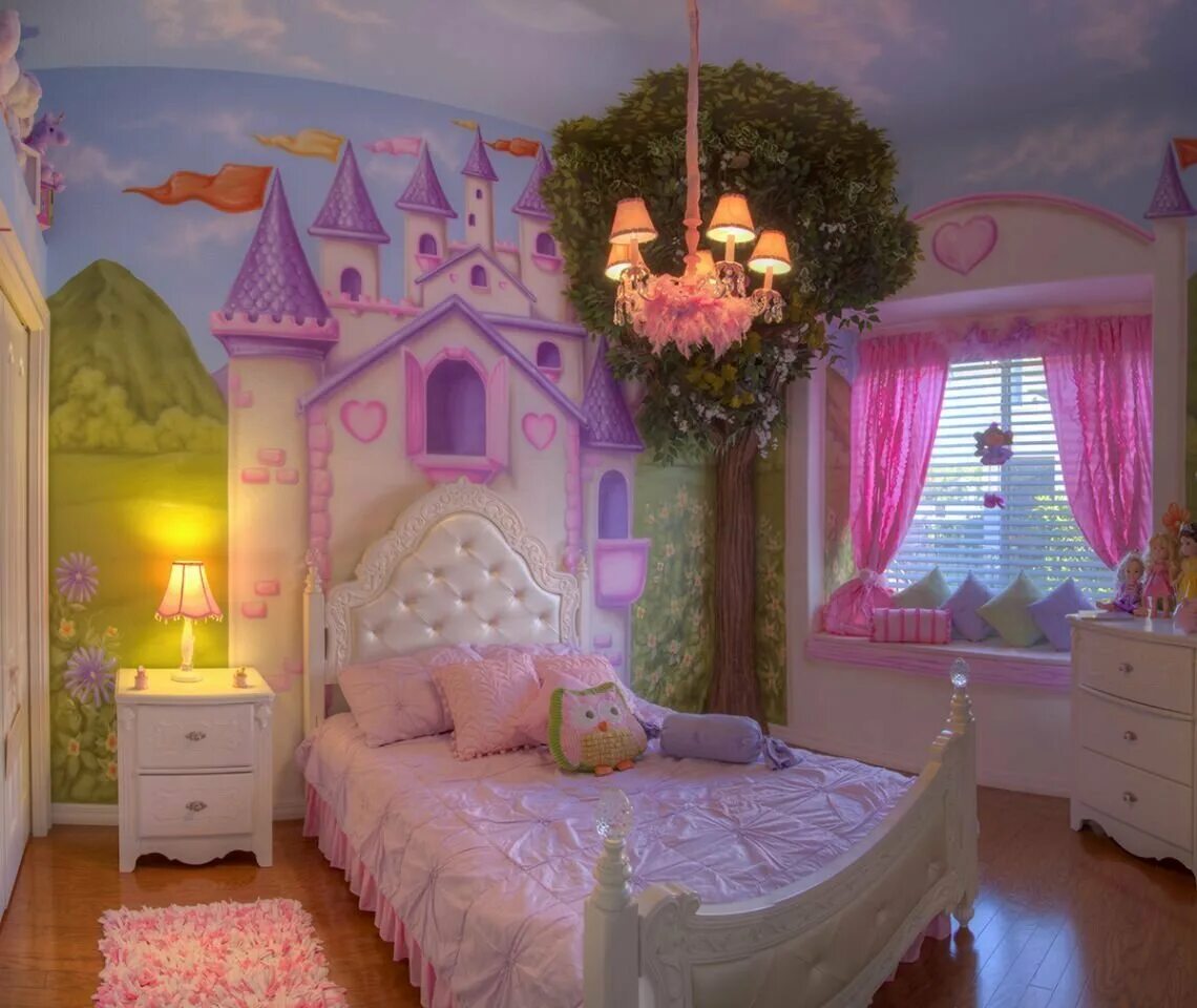 Красивая комната для девочки. Спальня для маленькой принцессы. Комната принцессы. Сказочная комната для девочки. Сказочная спальня для девочки.