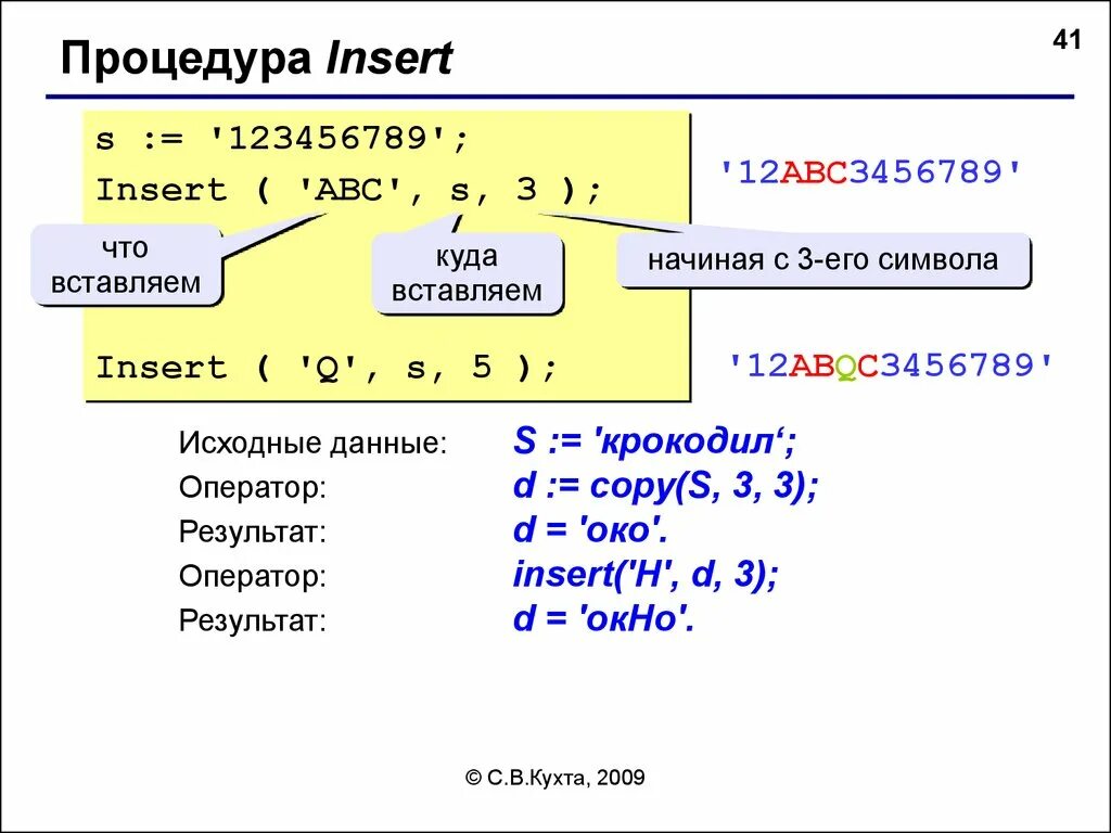 Insert message insert. Функция Insert. Insert в Паскале. Функция инсерт. Процедура Insert в Паскале.