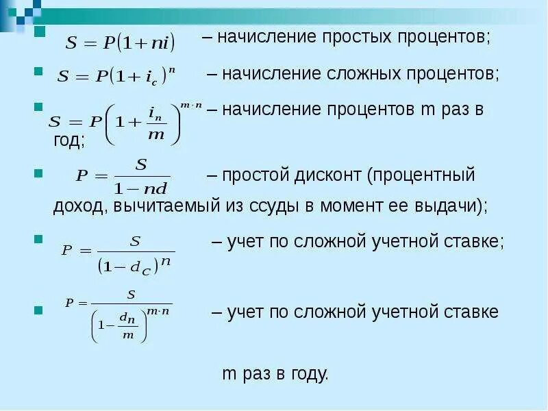 Ежеквартальное начисление это. Простая схема начисления процентов формула. Формула определения начисленных процентов. Сложная схема начисления процентов. Формула расчета сложных процентов по вкладу.