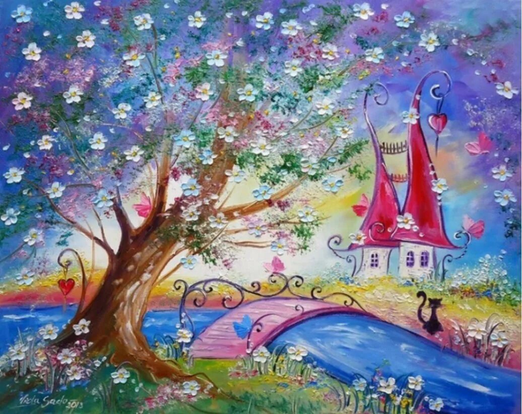 Польская художница Viola sado. Детский пейзаж. Сказочная Страна. Сказочный пейзаж. Чудесная страна 4