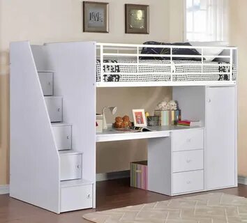 Кровать со шкафом и столом внизу