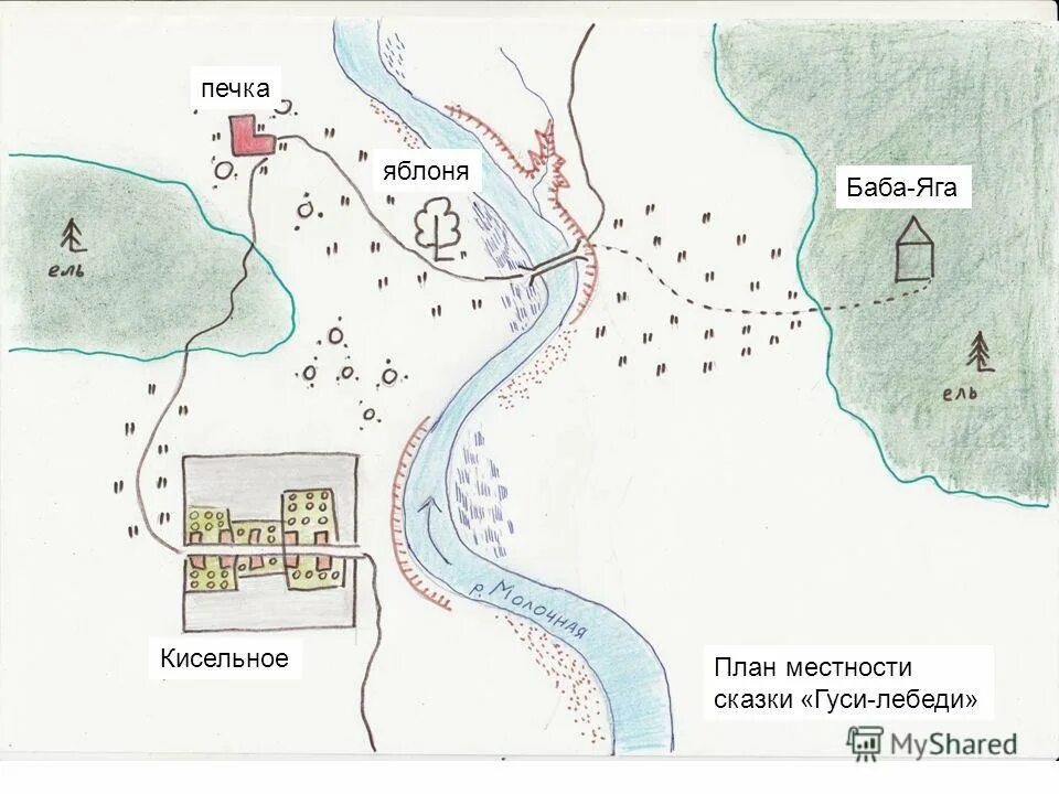 План местности по сказке красная шапочка. План местности сказки гуси лебеди. план местности по сказке гуси лебеди. план гуси лебеди по географии. география 5 класс план местности к сказке гуси лебеди.