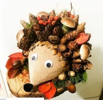 Ежики из шишек поделки осень
