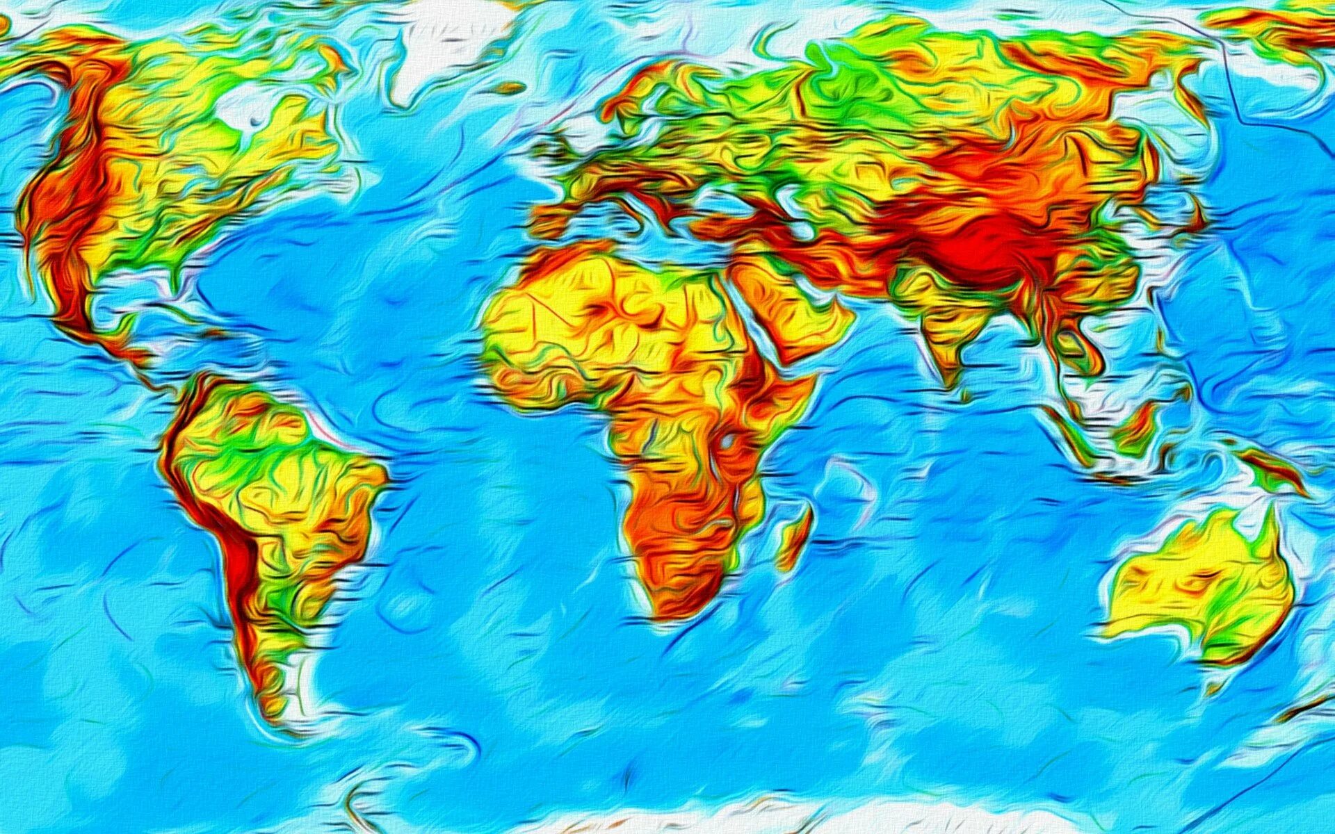 Карта мира. Карта мира рисунок. Континенты разноцветные. Цветная карта.