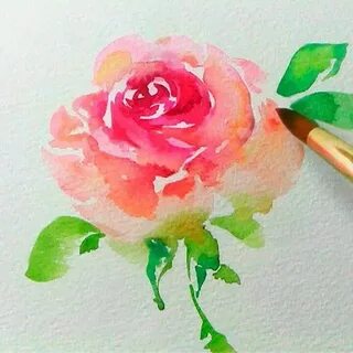 Как нарисовать розу акварелью