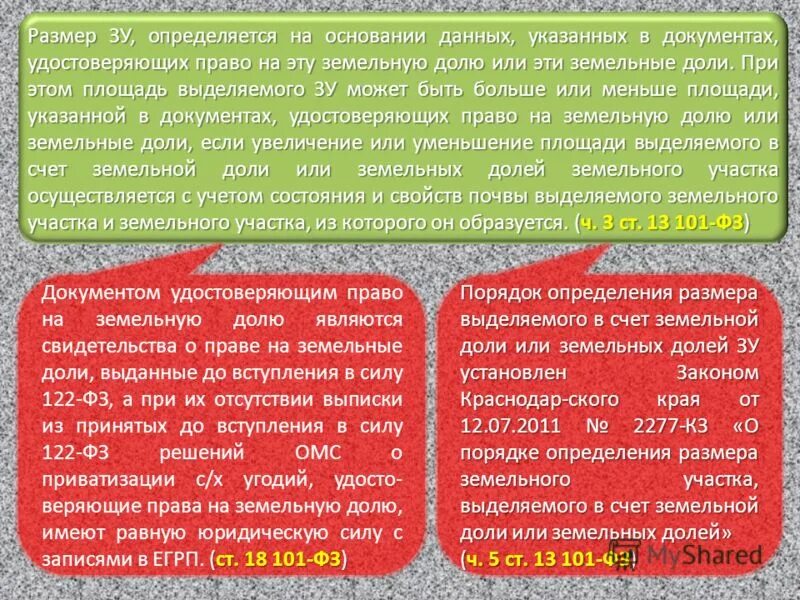 Порядок выдела земельных участков в счет земельных долей. Размер земельной доли. Выдел земельного участка из земель сельскохозяйственного назначения. Правила определения земельной доли.