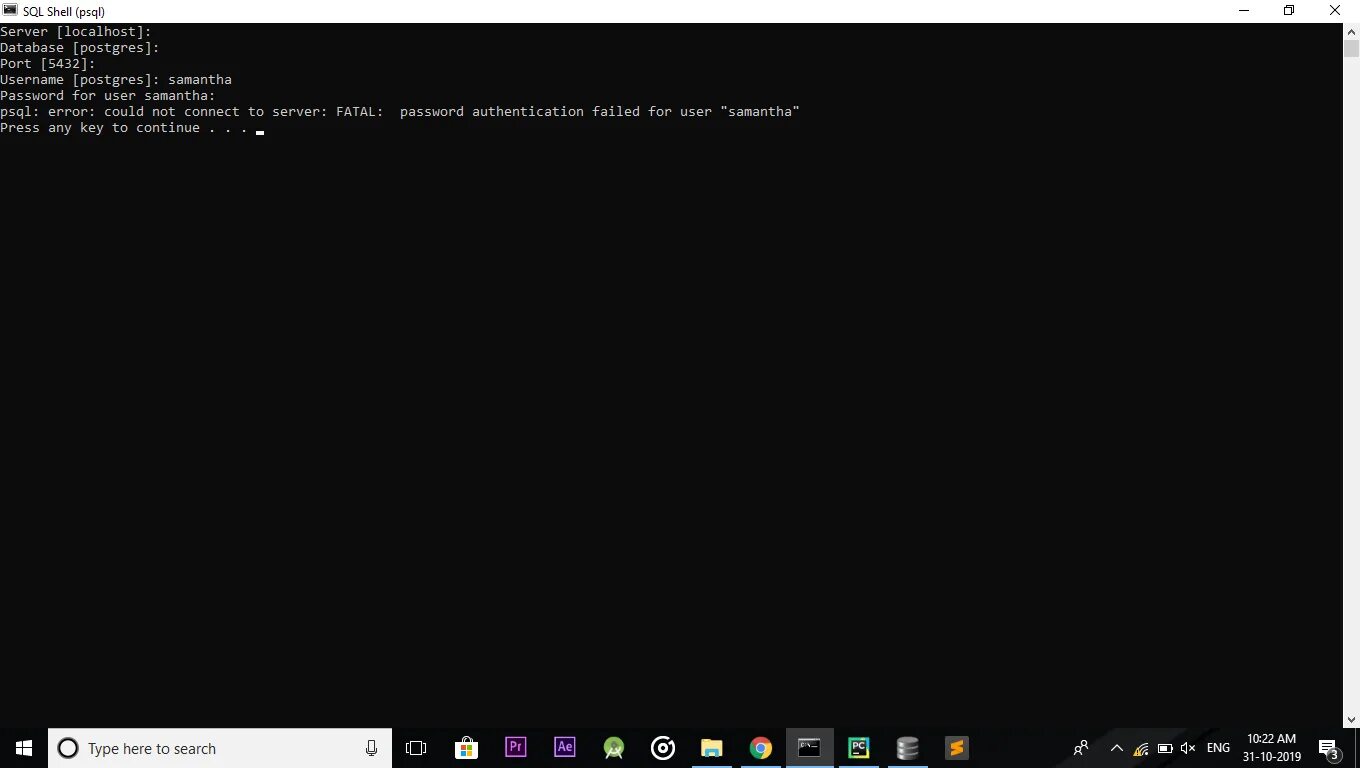 Psql не работает