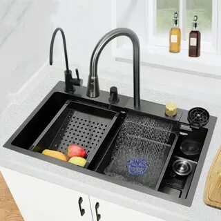 Multifunctional waterfall kitchen sink