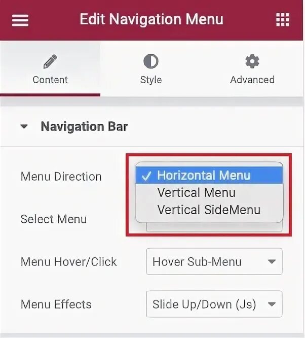 Elementor menu. Elementor menu