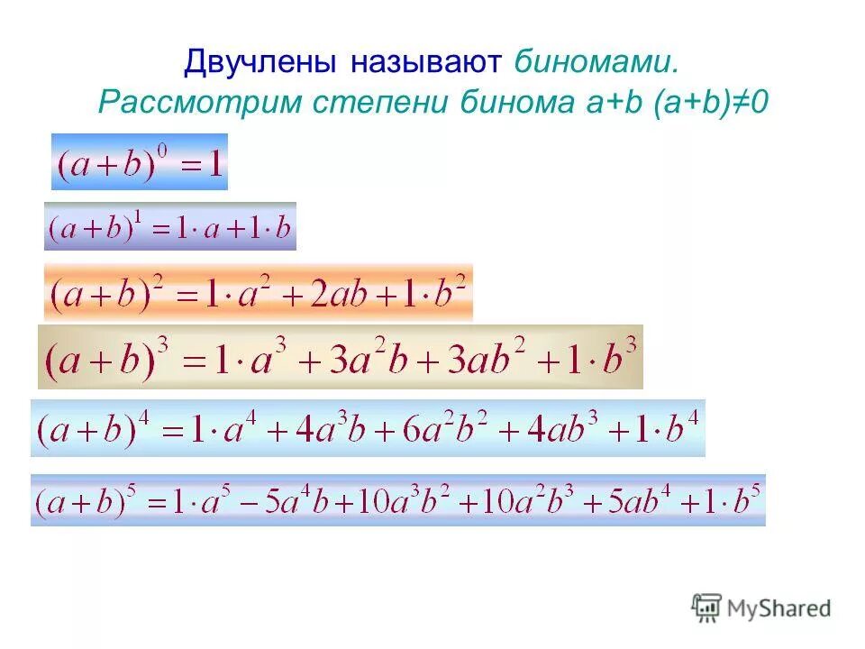 Стандартный вид двучлена