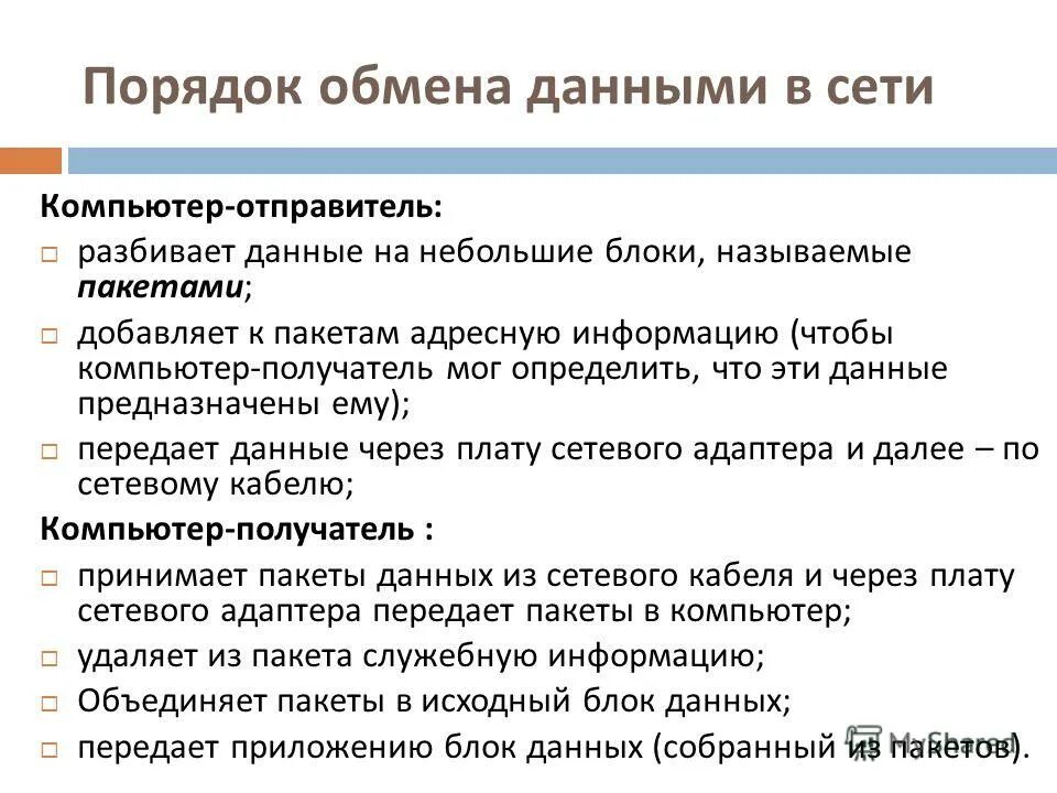 Компьютер отправитель. Правила передачи информации. Правила обмена данными. Инструкция по обмену информацией.