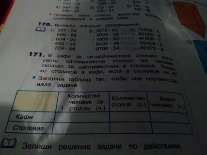 Заполни таблицу и реши задачу