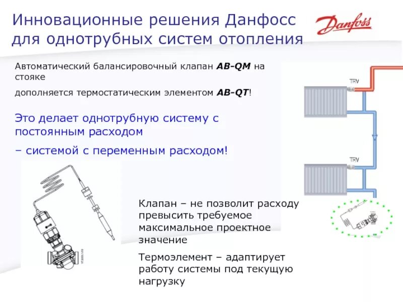 Система отопления данфосс. Балансировка однотрубной системы отопления danfoss. балансировочный данфосс на однотрубную систему. балансировочный клапан для системы отопления данфосс принцип работы. балансировочные клапаны данфосс в однотрубной системе.