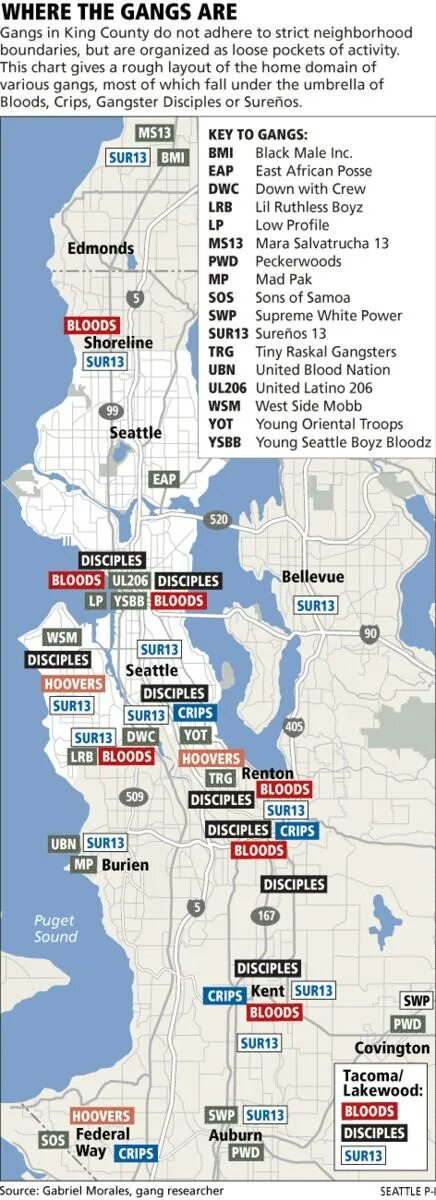 Seattle-King County на карте. Area gangs Map. Seattle Crime Map. Карта Лос Анджелеса районы Crips и Bloods. Карты gang