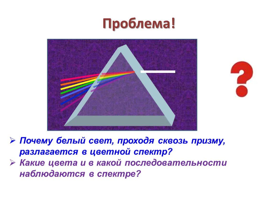 Почему свет разлагается в спектр. Почему белый свет проходя сквозь призму разлагается в спектр. Разложение света в призме. Разложение белого света призмой. Почему белый свет разлагается в спектр.