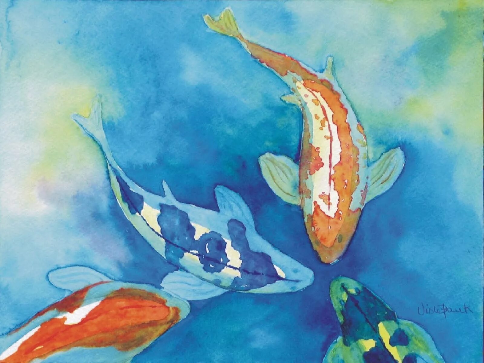 батик монотипия. тропические рыбы живопись. акварельные рыбки. акварели художника lian quan zhen. подводный мир акварелью.