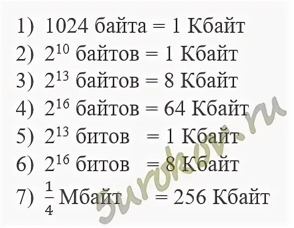 Выразите в килобайтах. Выразите в килобайтах 1024 байта 2 10 байтов 2 13 байтов.