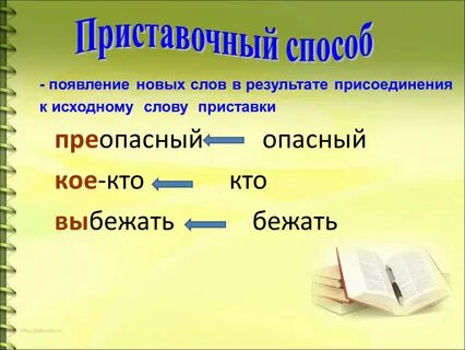 Приставочный способ образования слов примеры глаголов