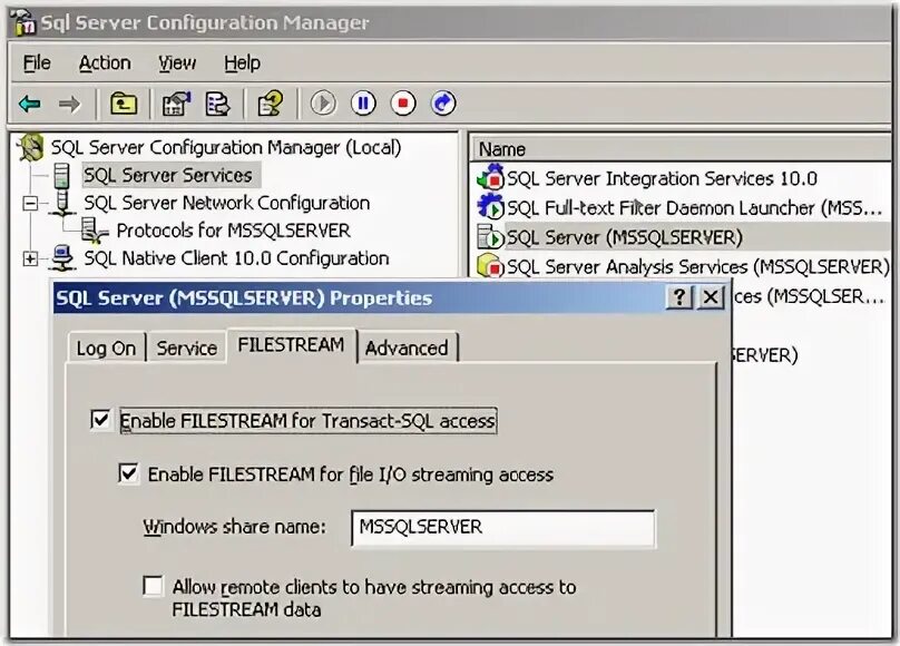 Access stream. FILESTREAM SQL Server enable. Диспетчер конфигурации SQL Server. SQL Express FILESTREAM. FILESTREAM.