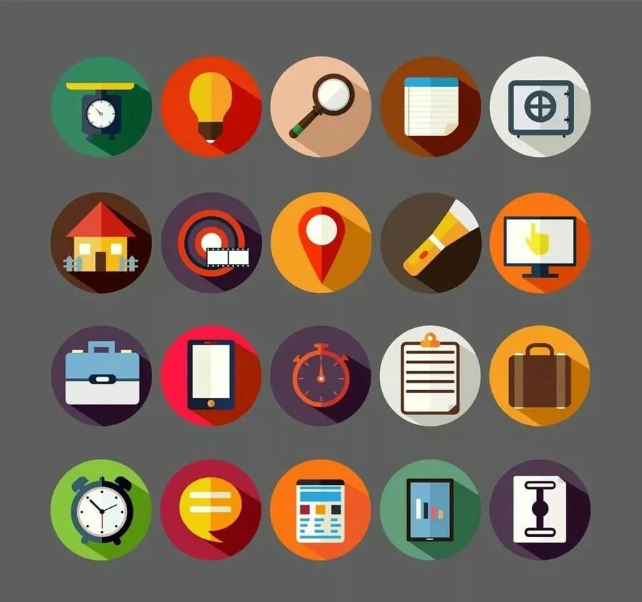 Round icons. Флэт Иконс. Векторные иконки. Иконки для сайта. Набор круглых иконок.