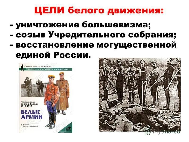 Гражданское движение в рф. Цели белого движения. Идеология белого движения. Цели белой армии в гражданской войне. Цели и идеология белого движения.