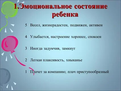 Состояние ребенка