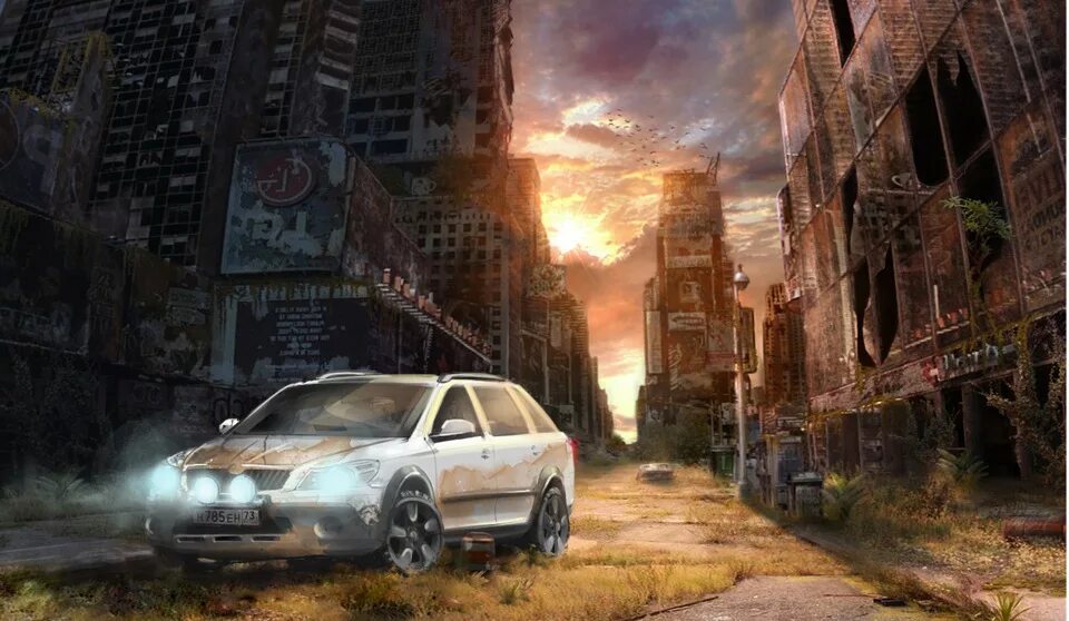 Машины после апокалипсиса. Машины постапокалипсиса. Разрушенная машина. Машина в разрушенном городе.
