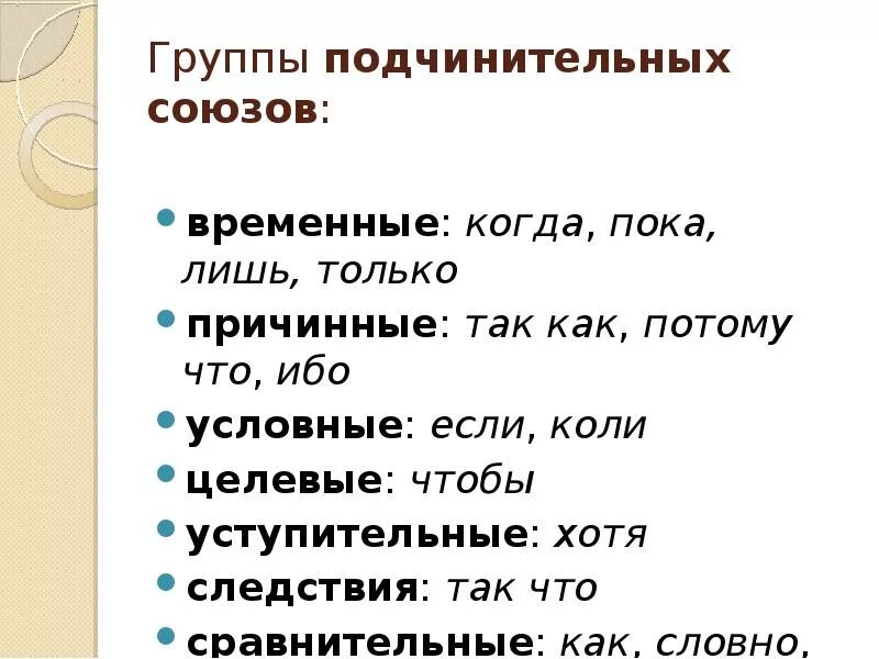 Подчинительный союз времени. Группы подчинительных союзов. Подчинительные временные Союзы. Союзы временные Причинные. Примеры временных союзов.