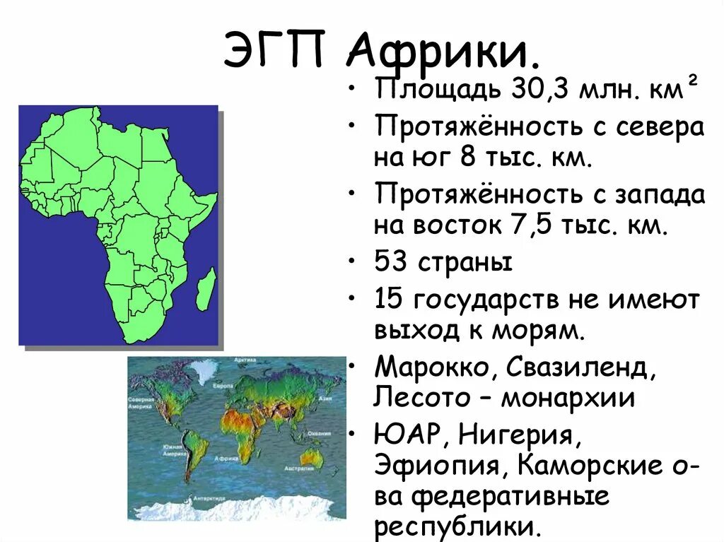 Конспект по африке 11 класс