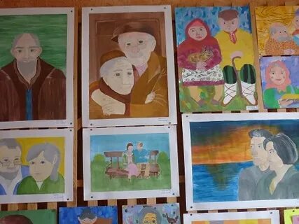 Детский рисунок бабушка рядышком с дедушкой