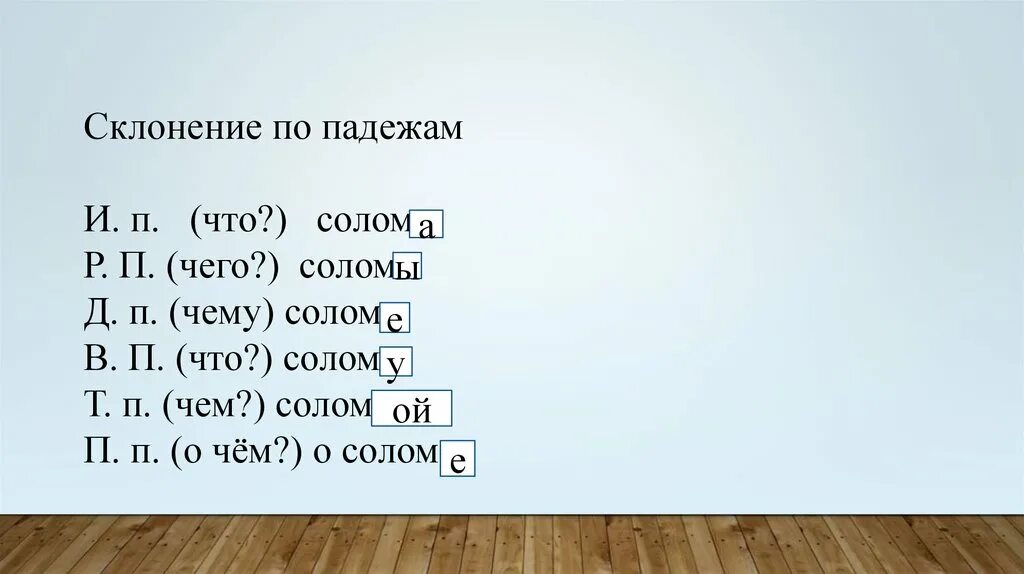 Падеж слова солома. Солома по падежам просклонять. Просклонять слово солома по падежам. Парта просклонять по падежам. Парта склонение по падежам.