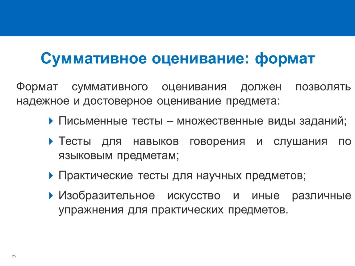 Виды суммативного оценивания
