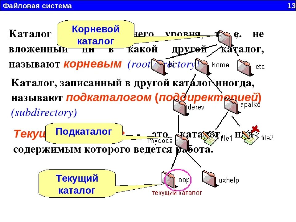 Корневой каталог находится. Каталог это в информатике. Файлы и каталоги Информатика. Корневой каталог. Каталог (файловая система).