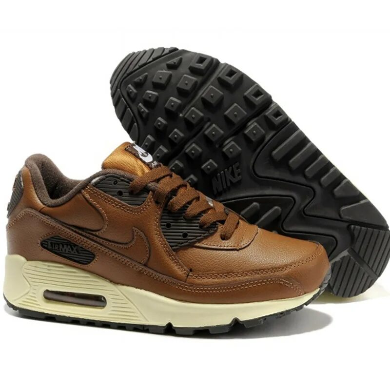 Найк аир коричневые. Nike Air Max 90 Brown. Nike Air Max 90 кожаные. Кроссовки Nike Air Max 90 Leather. Nike Air Max 90 мужские кожаные.