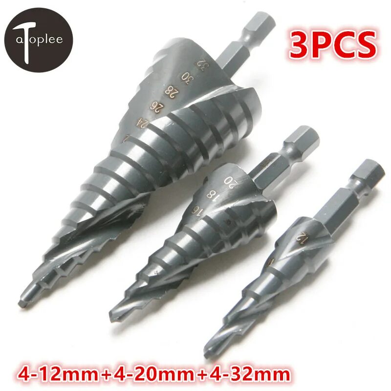 Step tools. Сверло ступенчатое (4-32 мм; hss) matrix 72359. треугольное сверло 4-20 hss. сверла ступенчатые step dril. сверло по металлу хвостовик hex 1/4.