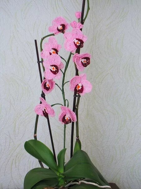 Орхидея купить в оренбурге. Mf376 Орхидея. Орхидея из бисера. Орхидея из бисера мастер класс.