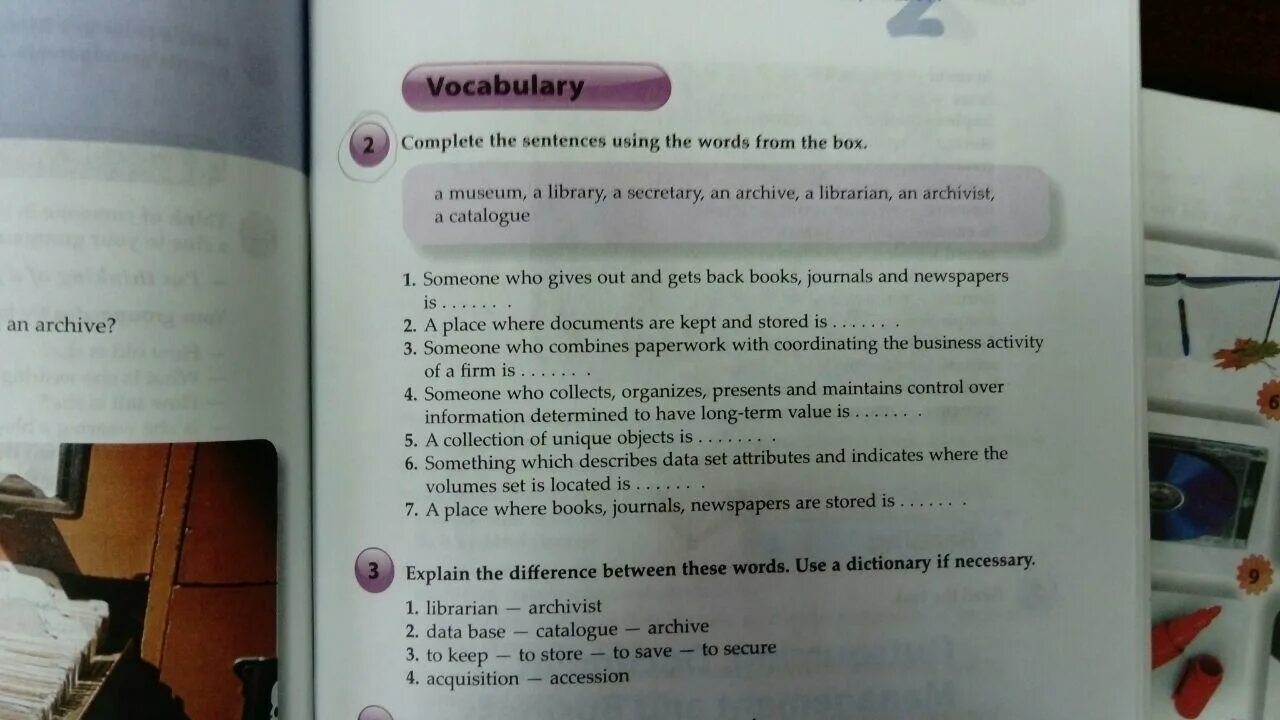 Explain the Words. Задания explain the difference. Someone who gives out and gets back books Journals and newspapers is a place where. Complete the sentences using a/an or the where necessary.. Use a dictionary if necessary