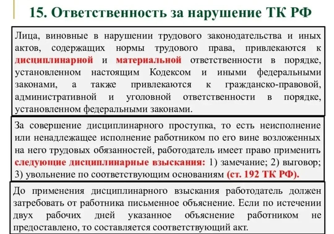 Гк рф наказания. Ответственность за нарушение трудового законодательства. Ответственность за нарушение ТК РФ. Виды нарушений трудового законодательства. Виды ответственности за нарушение трудового законодательства.