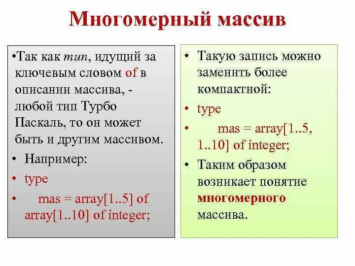 Многомерный массив в строку. Многомерный массив. многомерные массивы паскаль. описание многомерного массива в паскале. объявление многомерного массива в паскале.