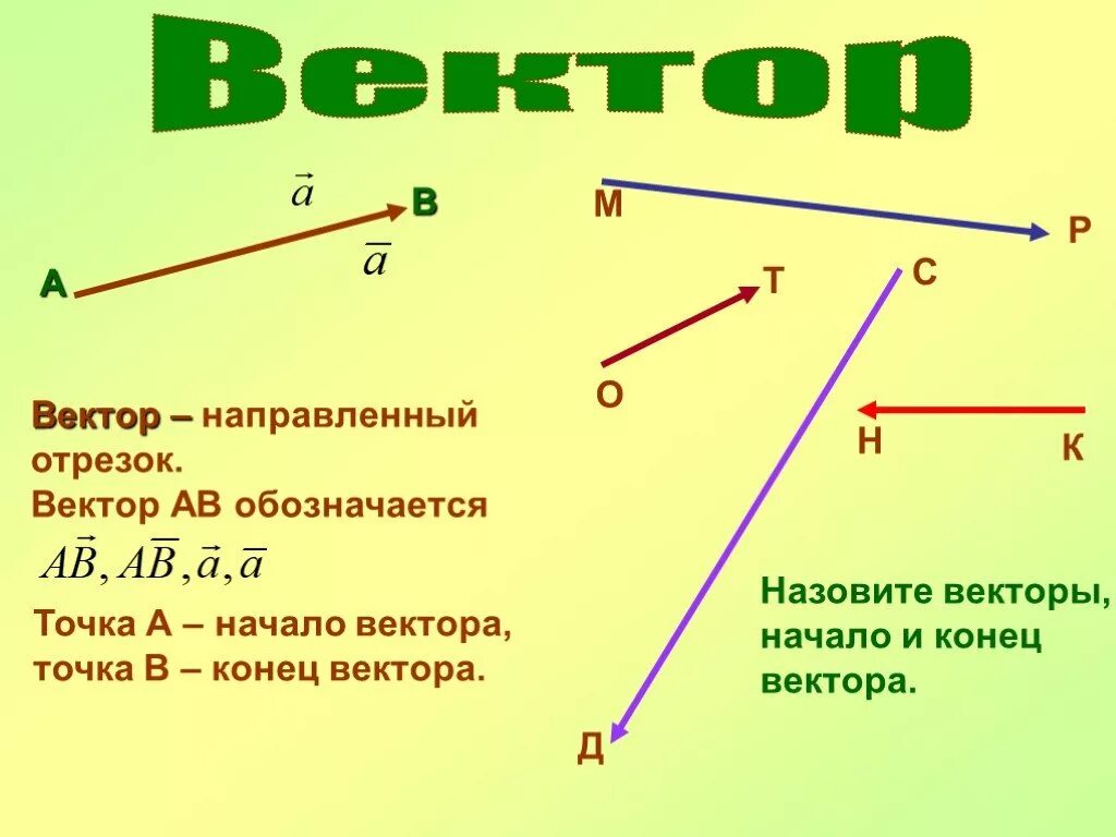 Вектор. Ава вектор. Начало и конец вектора. Отрицательный вектор.