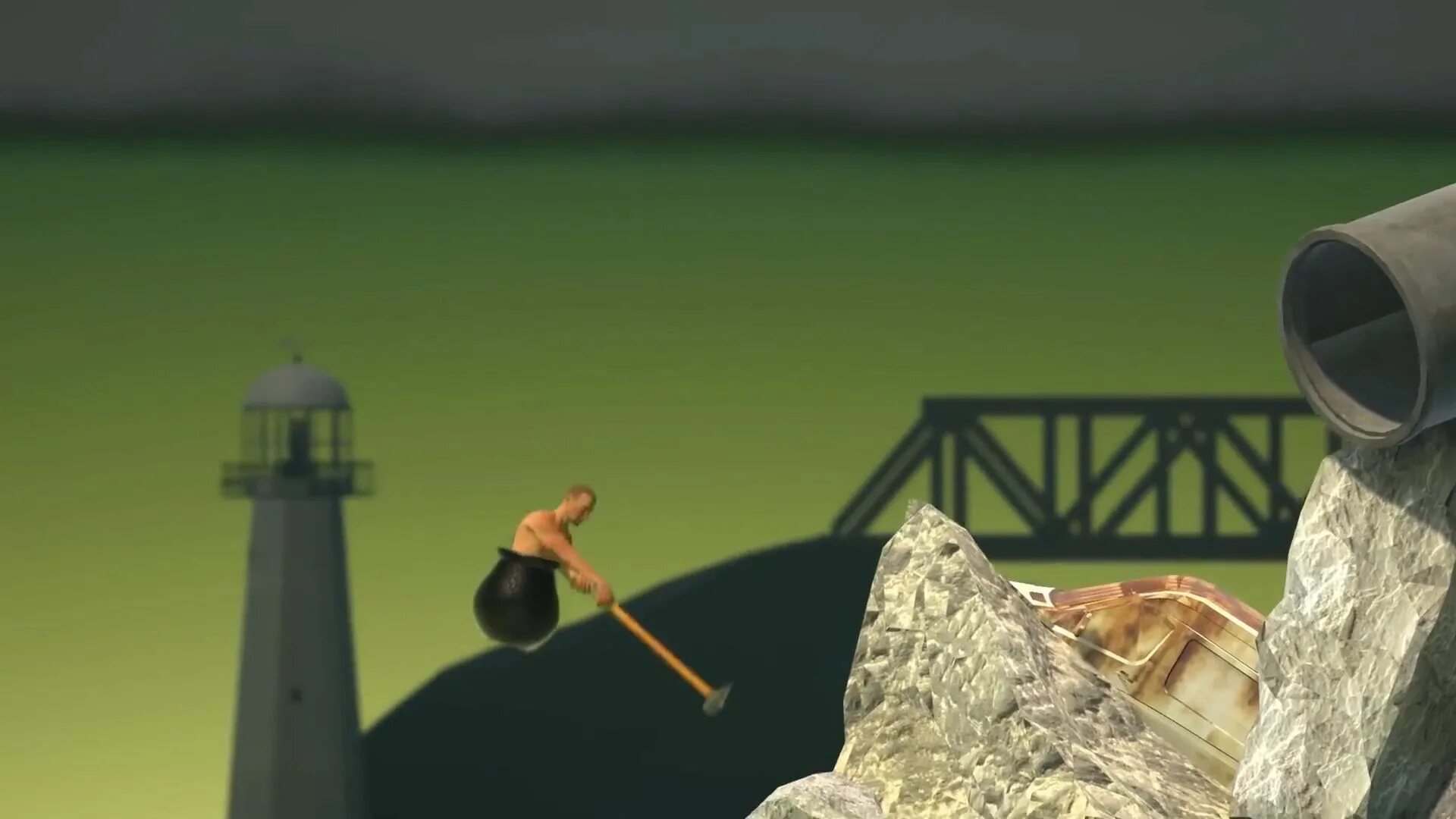 Мужчина с кувалдой. Игра с кувалдой в котле. Getting over it with bennett foddy игра. Мужик в котле с кувалдой. Мужик в котле с кувалдой.