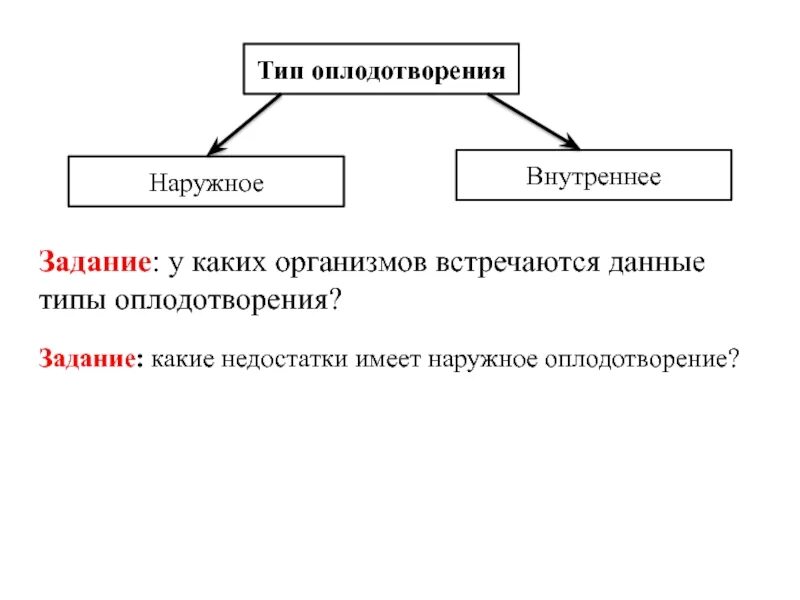 Выберите типы оплодотворения. Схема типы оплодотворения. Оплодотворение наружное и внутреннее схема. Наружное и внутреннее оплодотворение таблица. Внешнее и внутреннее оплодотворение у животных.