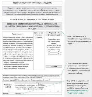 Инструкция по заполнению 1 т условия труда